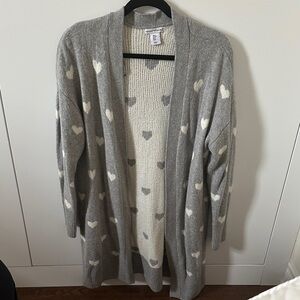 Gray Heart Patterned Women's Sweater